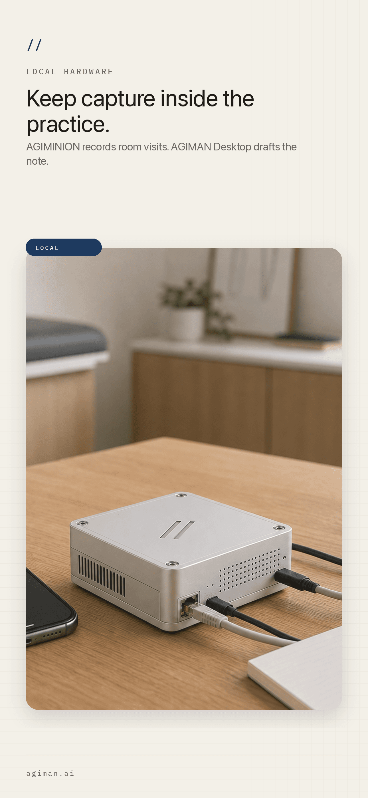 Ryvo appliance screenshot showing the local hardware used for practice-owned recording.