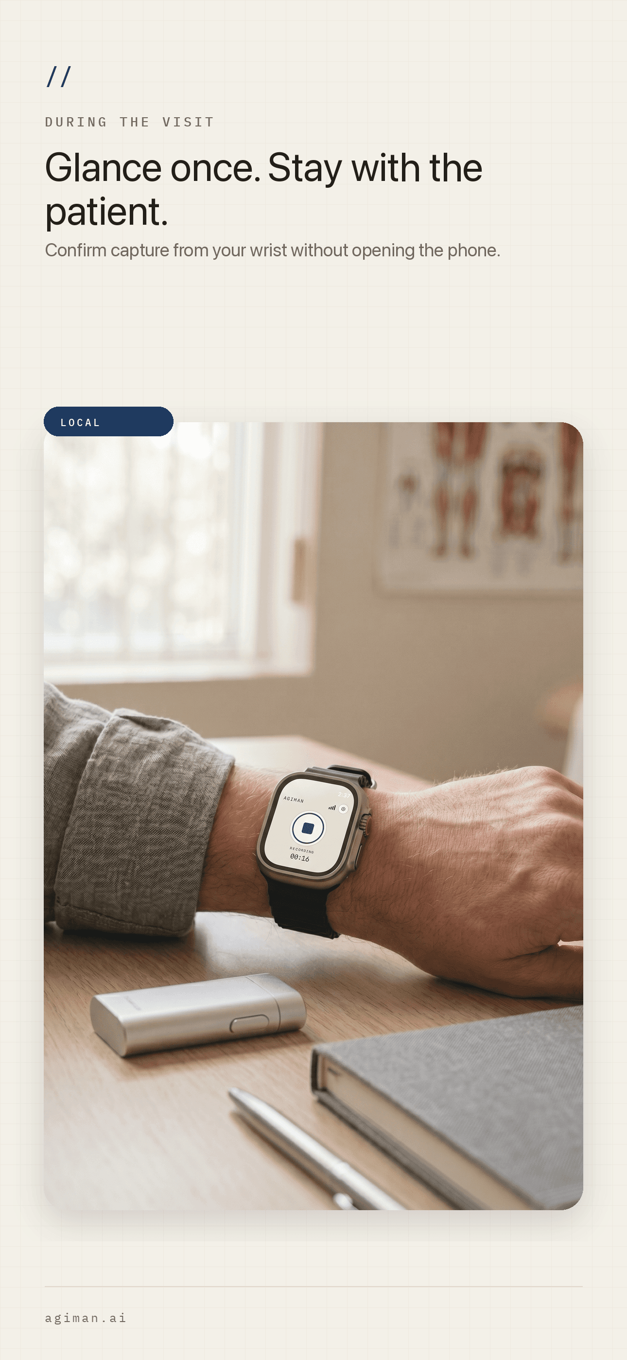 Ryvo Apple Watch recording screenshot showing a visit recording in progress.